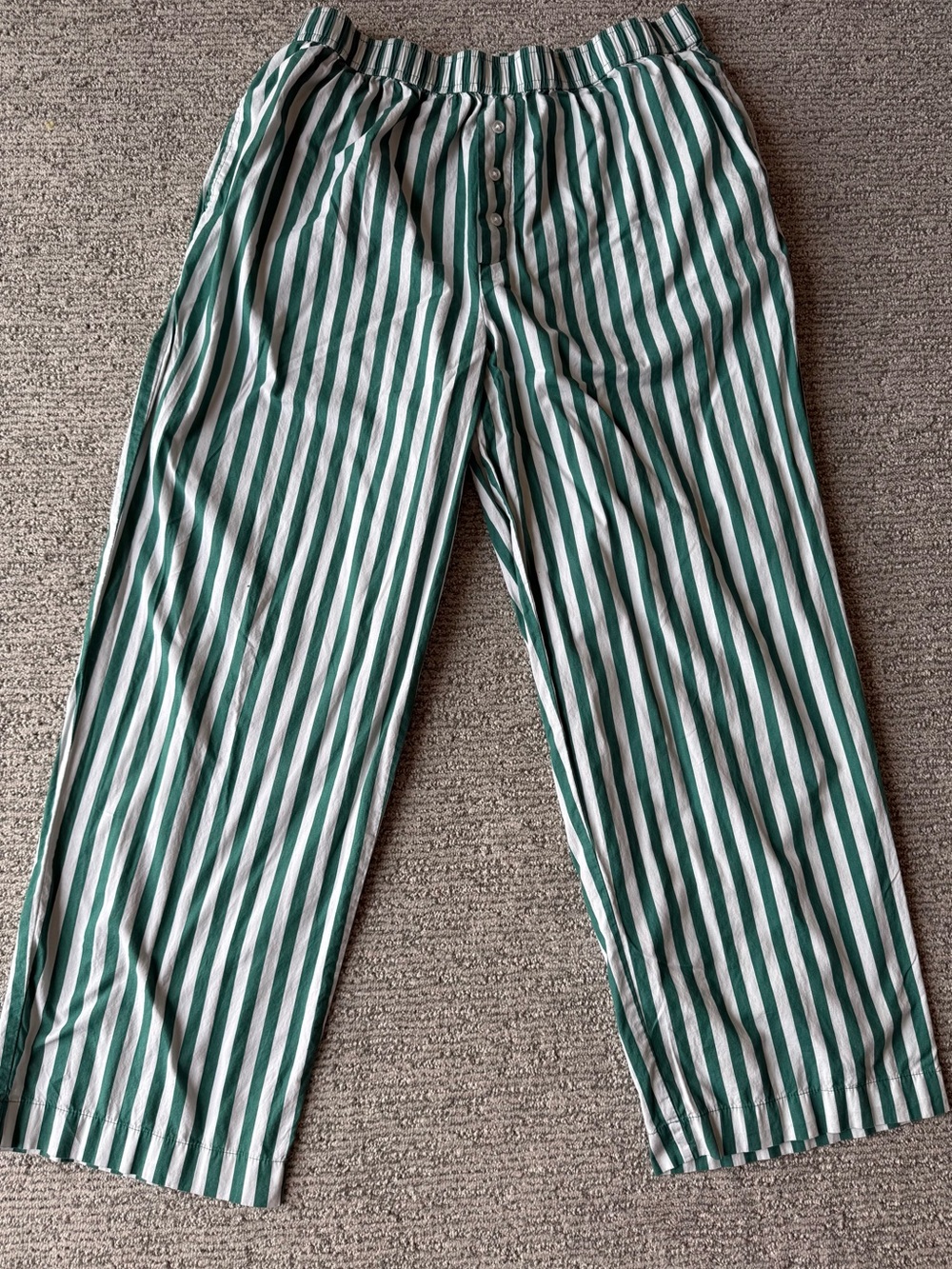 Women’s Grayson Threads Green and White Striped Pajama Pants Size Large